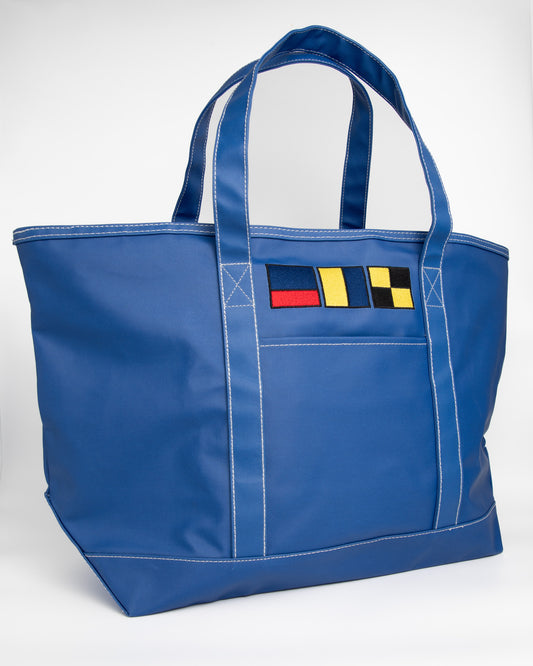 Maxi Coated Canvas Tote with Nautical Flags "ECS"