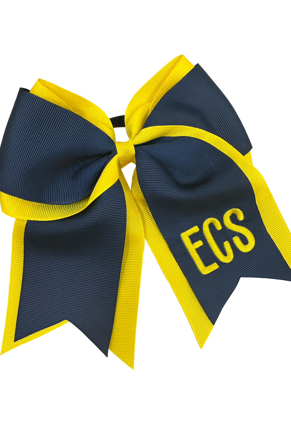 Cheer Bow Navy and Yellow with ECS