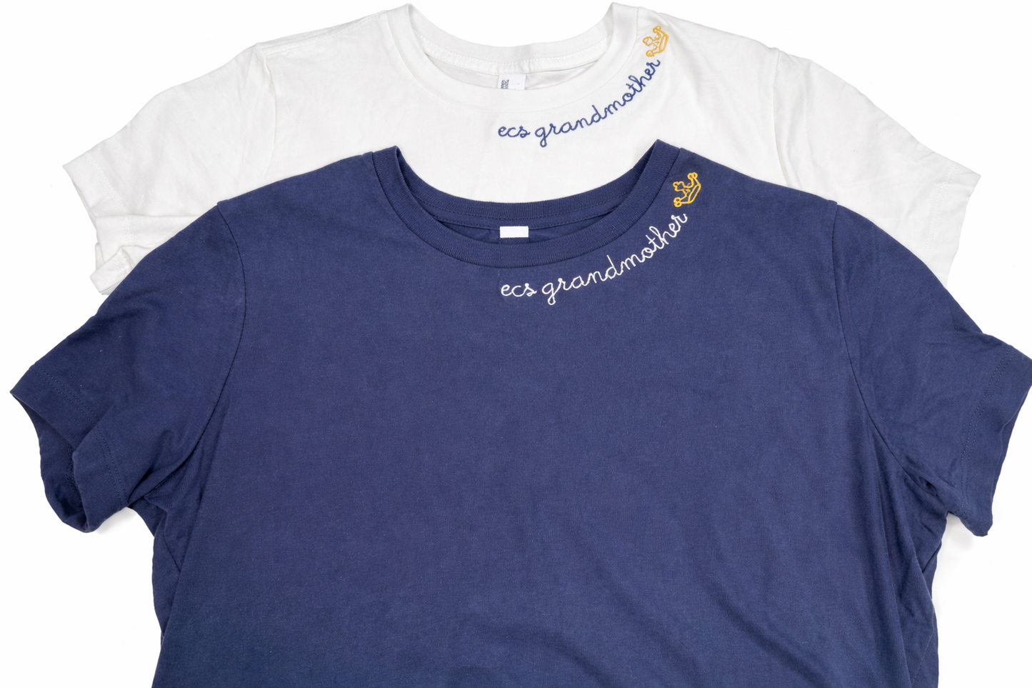 Embroidered T-Shirt White and Navy "ECS Grandmother"