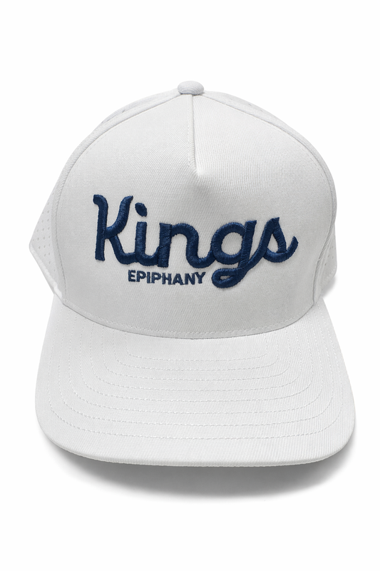 Cap in White with Kings Script