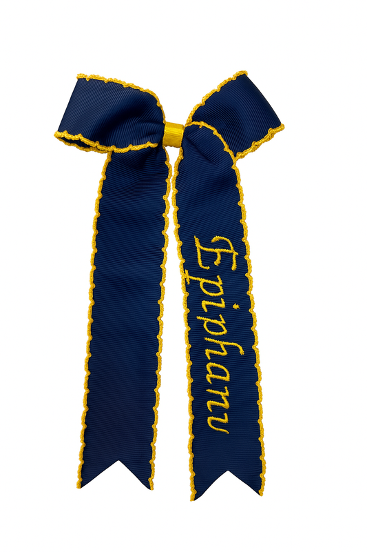 Long Tail Hair Bows Navy with Gold Edge with Epiphany