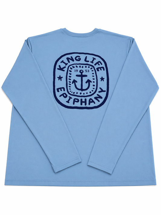 Fishing Tournament Kids Rash Guard Blue