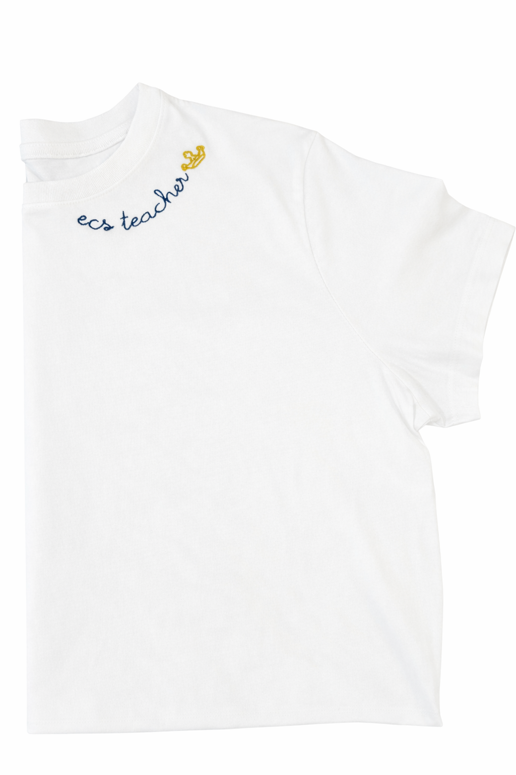 Embroidered T-Shirt White "ECS Teacher"
